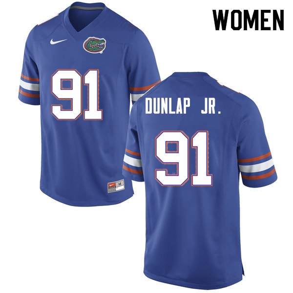 NCAA Florida Gators Marlon Dunlap Jr. Women's #91 Nike Blue Stitched Authentic College Football Jersey EUL5164OS